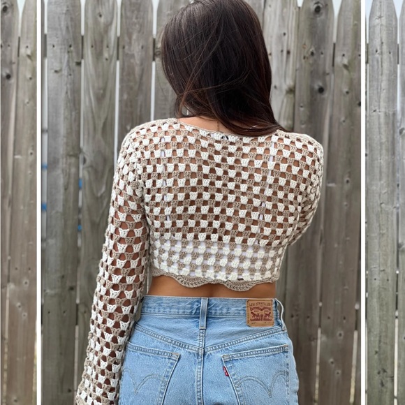 Emery Park Crochet Cropped Sweater Cardigan - Picture 3 of 7